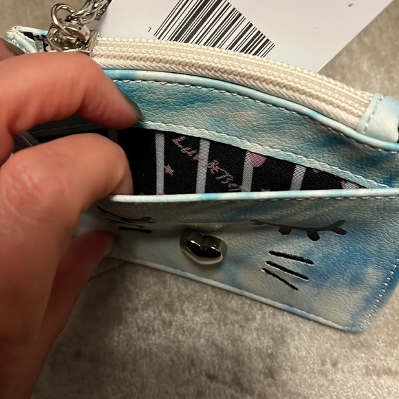 Betsey Johnson blue card wallet with zipper section for coins, new - Picture 6 of 8